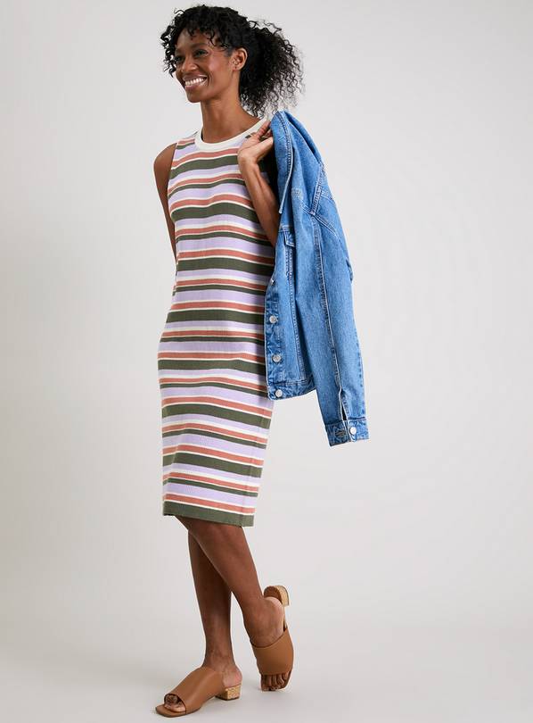 Buy Stripe Ribbed Knit Midi Jumper Dress - 12 | Dresses | Argos